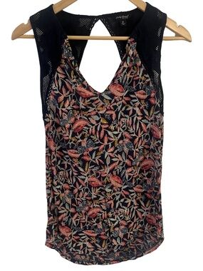 Lucky Brand Lace Sleeveless Tank Top - Navy with Pink & Coral Floral | Size M